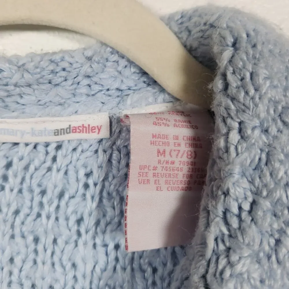 Vintage Mary Kate and Ashley Long Sleeve Baby Blue Knit Cardigan Sweater M 7/8